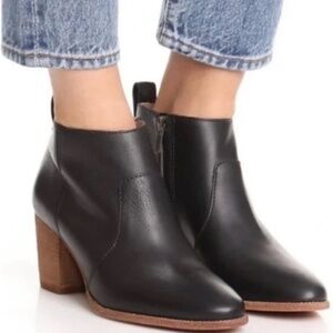 Madewell Brenner Black Leather Ankle Boots/Booties, size 9.5